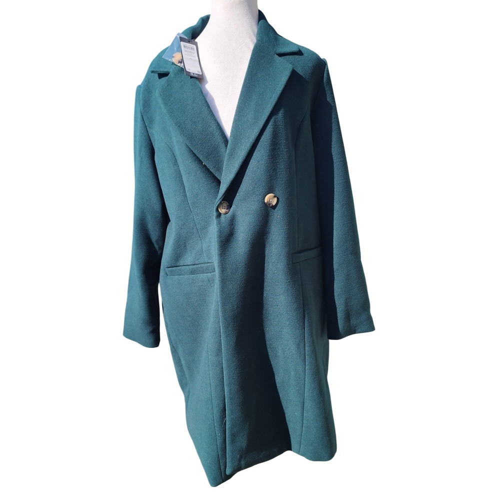 Vero Moda Womens Green Double Breasted Lined Long Coat Size XL Classic